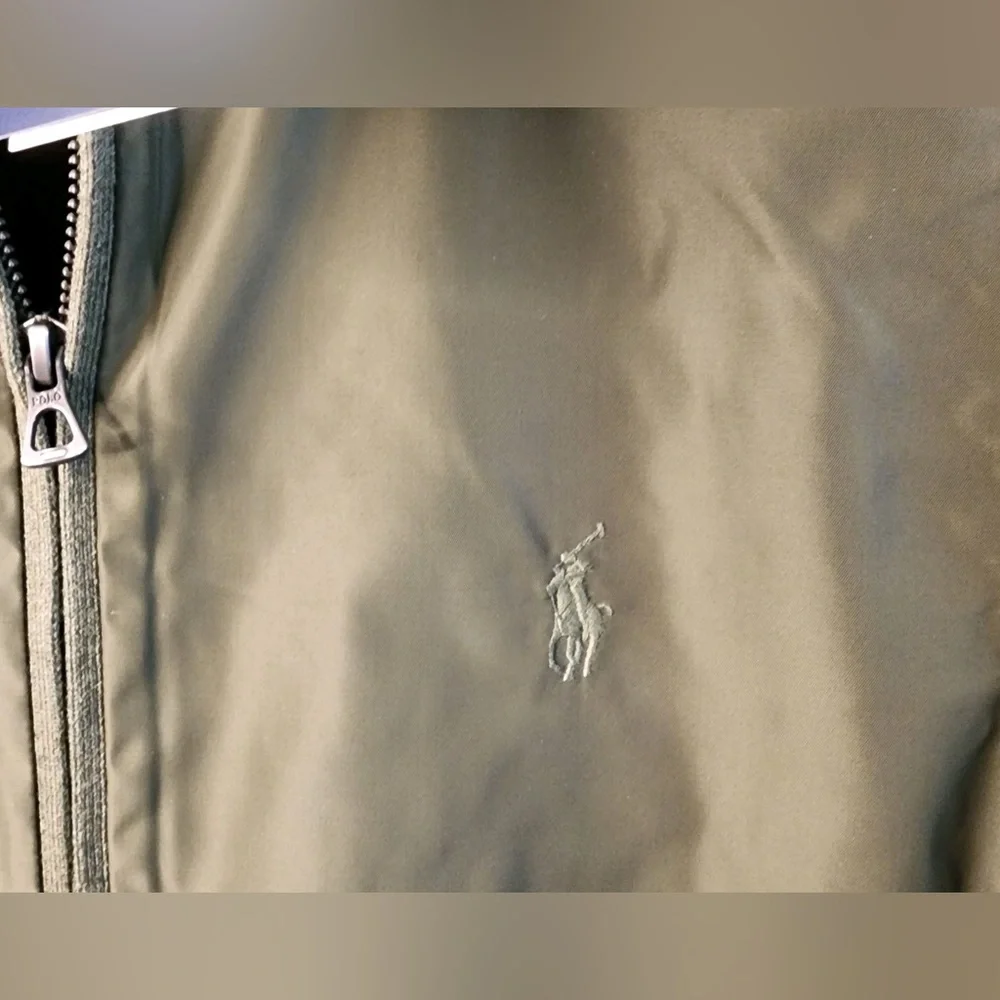 Polo Ralph Lauren Men's Olive Woven Knit Fully Lined Zipper Front Hybrid Vest - Picture 7 of 13